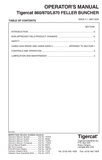 Tigercat 860 Feller Buncher Operator/User Manual (8600501-86011499) - PDF File Download