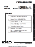 Kobelco SK270SRLC-5E, SK270SRNLC-5E Excavator Repair Shop Service Manual S5YF0024E02