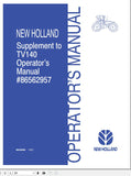New Holand Tractor TV140 86562957 Operator’s Manual 86636866 - Manual labs