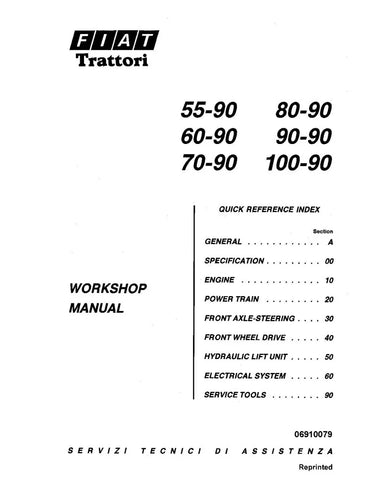 FIAT TRATTORI 55-90, 60-90/93/94, 65-93/94, 70-90, 72-93/94, 80-90, 82-93/94, 88-93/94, 90-90,100-90 TRACTOR WORKSHOP MANUAL 06910079 - PDF FILE