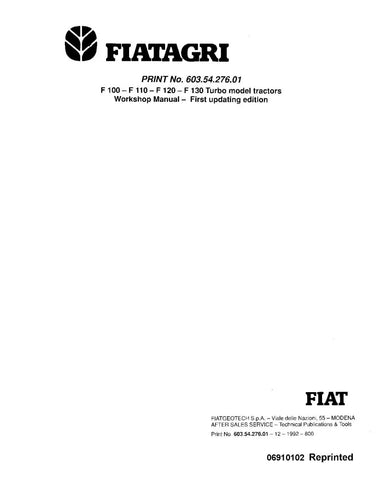 FIAT TRATTORI F100, F110, F120 AND F130 TURBO TRACTOR WORKSHOP MANUAL 06910102 - PDF FILE