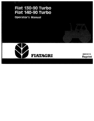 6036402500 Fiat 130.90 140.90 Tractors - New Holland Operator's Manual 06910113 Download PDF - Manual labs