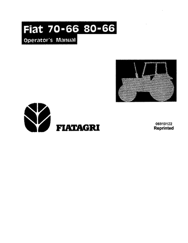 6036406500 Fiat 70-66 80-66 - New Holland Operator's Manual 06910122 Download PDF - Manual labs