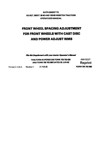 100-90, 980DT - New Holland Operator's Manual 06910237 Download PDF - Manual labs