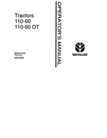 6036413000 Fiat 110-90 110-90 DT - New Holland Operator's Manual 06910280 Download PDF - Manual labs