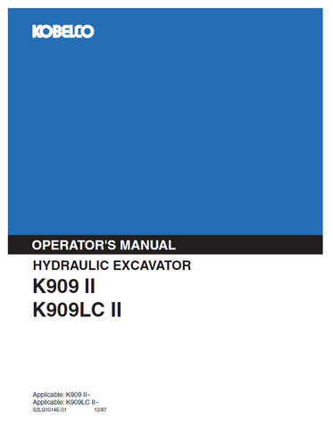 Find the KOBELCO Hydraulic Excavator K909 II and K909LC II operator manual here. Equip yourself with vital information for safe and efficient machine operation.