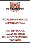 1992-1996 DODGE CARAVAN TOWN COUNTRY PLYMOUTH VOYAGER WORKSHOP SERVICE REPAIR MANUAL - PDF