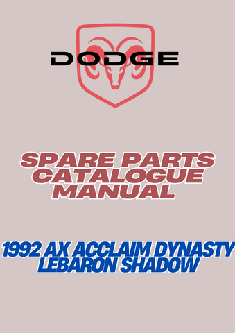 1992 AX ACCLAIM DYNASTY LEBARON SHADOW SHOP SERVICE MANUAL - PDF