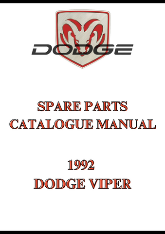 1992 DODGE VIPER SPARE PARTS CATALOGUE MANUAL - PDF