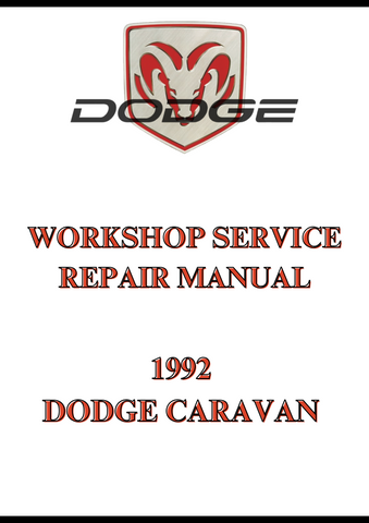 1992 DODGE CARAVAN WORKSHOP SERVICE REPAIR MANUAL - PDF