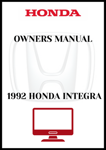 1992 HONDA INTEGRA OWNERS MANUAL - PDF