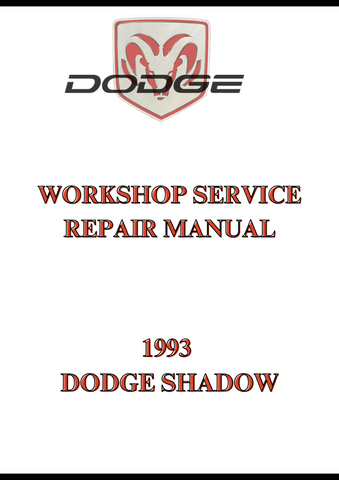 1993 DODGE SHADOW WORKSHOP SERVICE REPAIR MANUAL - PDF
