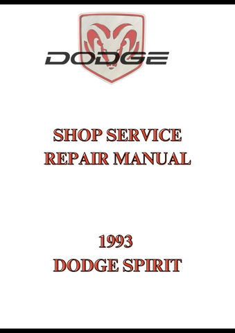 1993 DODGE SPIRIT SHOP SERVICE REPAIR MANUAL - PDF