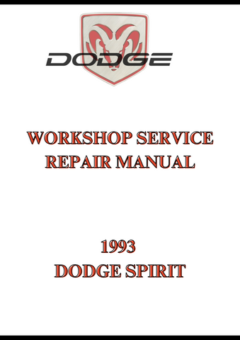 1993 DODGE SPIRIT WORKSHOP SERVICE REPAIR MANUAL - PDF