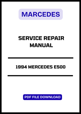 This is an Original factory Service And Repair Manual for 1994 Mercedes E500. Contains High Quality Images, Circuit Diagrams and Instructions to Help You to Service And Repair Your Machine. This Manual Can Be Used By Anyone From A First Time Owner/Amateur To A Professional Technician. All Manuals Are Printable, without restrictions, contains Searchable Text and bookmarks.