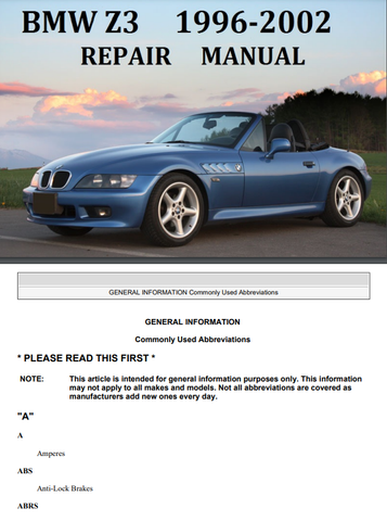 1996-2002 BMW Z3 SERVICE REPAIR MANUAL - PDF FILE 
