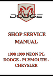 1998 1999 NEON PL DODGE - PLYMOUTH - CHRYSLER SHOP SERVICE MANUAL - PDF