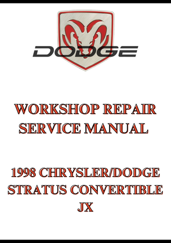 1998 CHRYSLER/DODGE STRATUS CONVERTIBLE JX WORKSHOP REPAIR SERVICE MANUAL - PDF