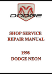 1998 DODGE NEON SHOP SERVICE REPAIR MANUAL - PDF
