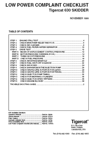 Engine Low Power Checklist Download Complete Low Power Checklist Manual PDF For Tigercat 630 ...