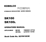 KOBELCO HYDRAULIC EXCAVATOR SK100 SK100L OPERATOR MANUAL