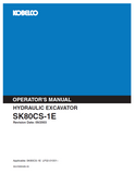 KOBELCO HYDRAULIC EXCAVATOR SK80CS-1E OPERATOR MANUAL