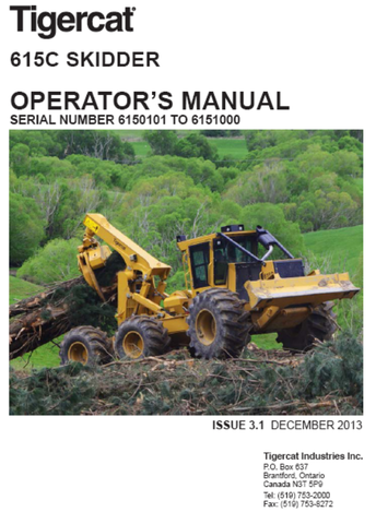 Tigercat 615C Skidder Operator/User Manual (6150101-6151000) - PDF File Download