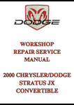 2000 CHRYSLER/DODGE STRATUS JX CONVERTIBLE WORKSHOP REPAIR SERVICE MANUAL - PDF