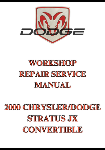 2000 CHRYSLER/DODGE STRATUS JX CONVERTIBLE WORKSHOP REPAIR SERVICE MANUAL - PDF
