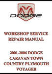 2001-2006 DODGE CARAVAN TOWN COUNTRY PLYMOUTH VOYAGER WORKSHOP SERVICE REPAIR MANUAL - PDF