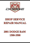 2001 DODGE RAM 1500-3500 SHOP SERVICE REPAIR MANUAL - PDF
