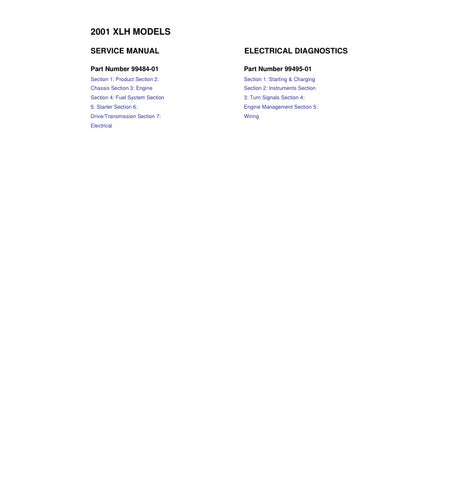 Unlock the full potential of your 2001 Harley-Davidson XLH (Sportster) with our comprehensive Electrical Diagnostic Service Manual (99484-01 & 99495-01) in PDF format. This essential guide provides detailed schematics, troubleshooting tips, and step-by-step instructions to help you diagnose and resolve electrical issues with confidence. Whether you're a seasoned mechanic or a DIY enthusiast, this manual is your go-to resource for maintaining the performance and reliability of your beloved motorcycle. Don't 