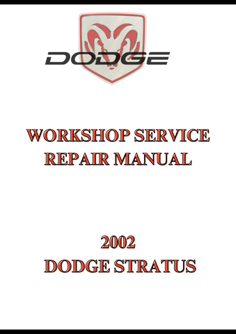 2002 DODGE STRATUS WORKSHOP SERVICE REPAIR MANUAL - PDF