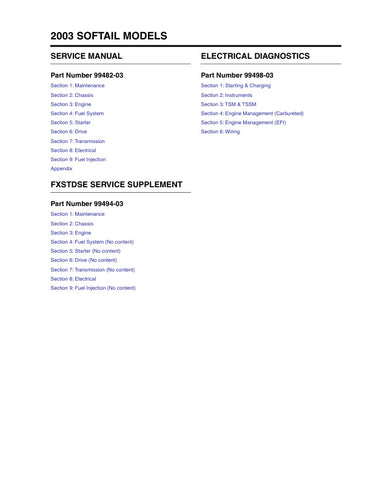 Unlock the full potential of your 2003 Harley-Davidson Softail with the comprehensive Electrical and Supplement Service Manual (PDF file) 99482-03, 99498-03, 99494-03. This essential guide provides detailed schematics, troubleshooting tips, and maintenance procedures to keep your bike running smoothly and efficiently. Whether you're a seasoned mechanic or a DIY enthusiast, this manual is designed to empower you with the knowledge needed to tackle electrical issues and enhance your riding experience. Don't m