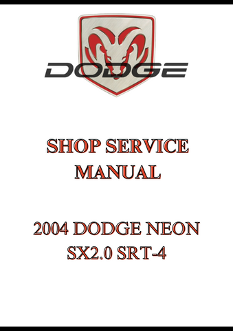 2004 DODGE NEON SX2.0 SRT-4 SHOP SERVICE MANUAL - PDF