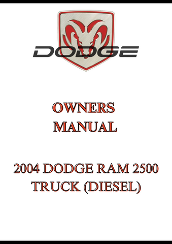 2004 DODGE RAM 2500 TRUCK (DIESEL) OWNERS MANUAL - PDF