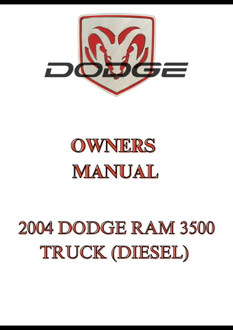 2004 DODGE RAM 3500 TRUCK (DIESEL) OWNERS MANUAL - PDF
