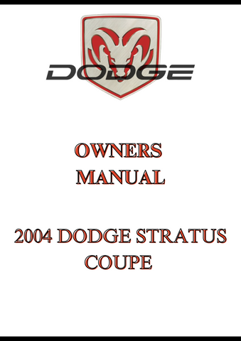 2004 DODGE STRATUS COUPE OWNERS MANUAL - PDF