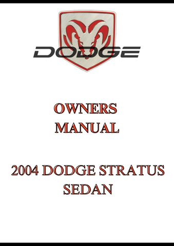 2004 DODGE STRATUS SEDAN OWNERS MANUAL - PDF