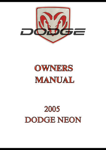 2005 DODGE NEON OWNERS MANUAL - PDF