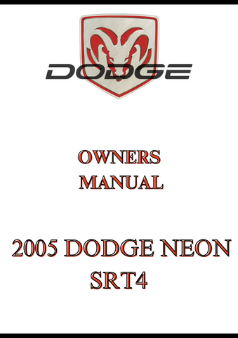 2005 DODGE NEON SRT4 OWNERS MANUAL - PDF