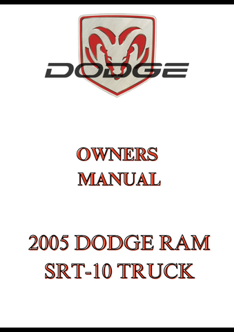 2005 DODGE RAM SRT-10 TRUCK OWNERS MANUAL - PDF