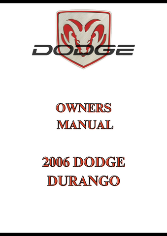 2006 DODGE DURANGO OWNERS MANUAL - PDF