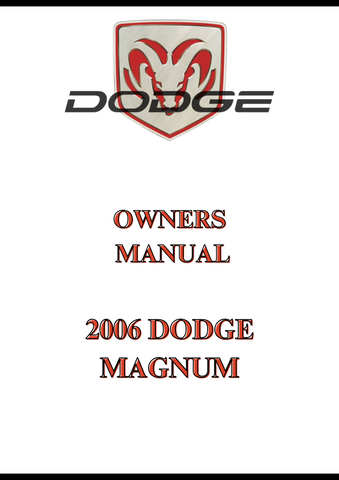 2006 DODGE MAGNUM OWNERS MANUAL - PDF