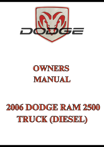 2006 DODGE RAM 2500 TRUCK (DIESEL) OWNERS MANUAL - PDF