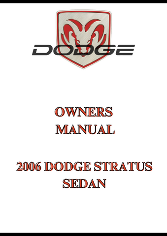 2006 DODGE STRATUS SEDAN OWNERS MANUAL - PDF