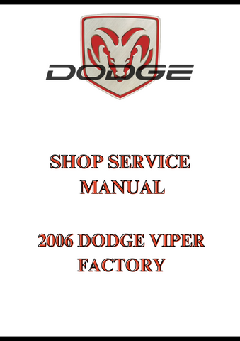 2006 DODGE VIPER FACTORY SHOP SERVICE MANUAL - PDF