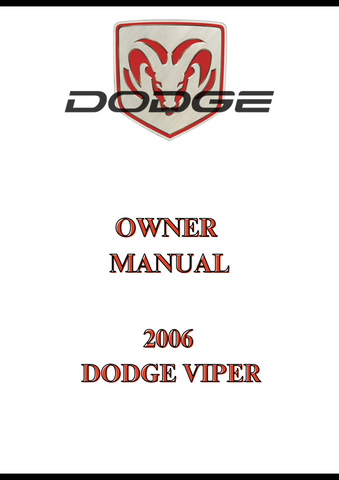 2006 DODGE VIPER OWNERS MANUAL - PDF