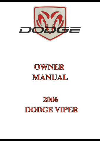 2006 DODGE VIPER OWNER MANUAL - PDF