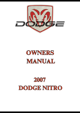 2007 DODGE NITRO OWNERS MANUAL - PDF